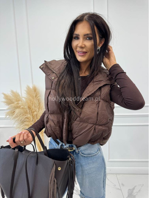 Torebka średnia shopper skóra węża z frędzlami z wkładem czekoladowa BOHO - photo #74