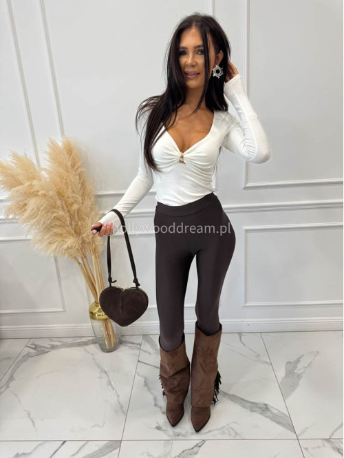 Buty kowbojki wysokie zamszowe z frędzlami brązowe HANK - photo #16