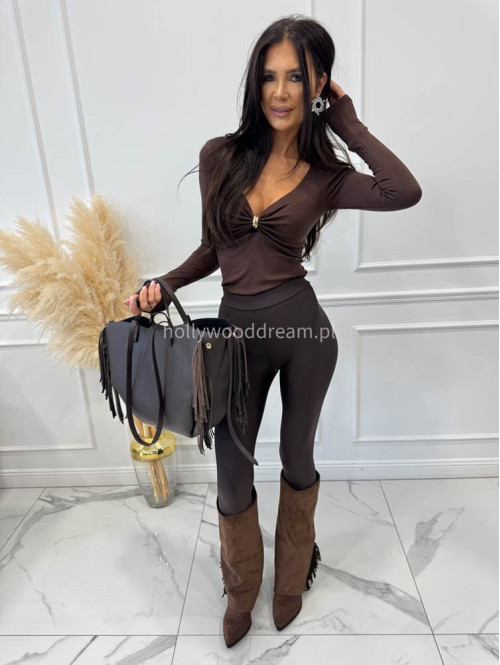 Buty kowbojki wysokie zamszowe z frędzlami brązowe HANK - photo #18