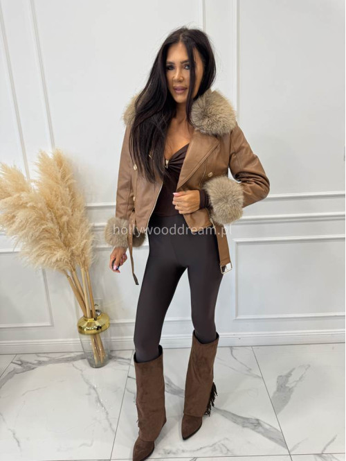 Buty kowbojki wysokie zamszowe z frędzlami brązowe HANK - photo #23