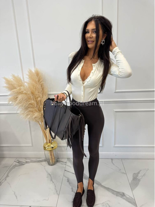Torebka średnia shopper skóra węża z frędzlami z wkładem czekoladowa BOHO - photo #80
