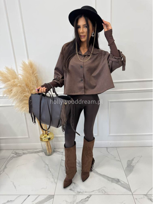 Torebka średnia shopper skóra węża z frędzlami z wkładem czekoladowa BOHO - photo #84