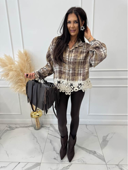 Torebka średnia shopper skóra węża z frędzlami z wkładem czekoladowa BOHO - photo #86