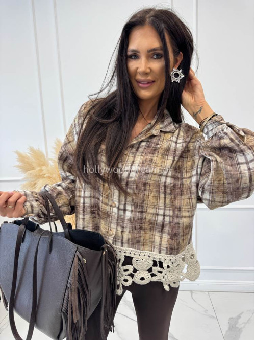 Torebka średnia shopper skóra węża z frędzlami z wkładem czekoladowa BOHO - photo #87