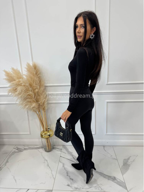 Body bawełniane na długi rękaw zapinane na guziki czarne SARA - photo #6