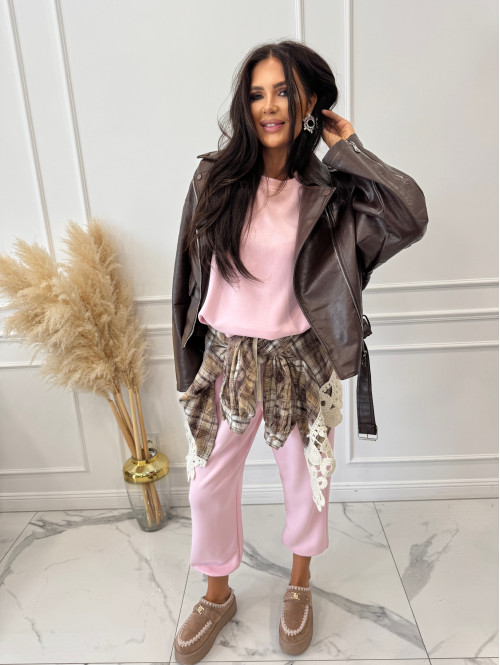 Pudrowy róż komplet dresowy bluza+spodnie z wiskozą TOMAS 52 - photo #24