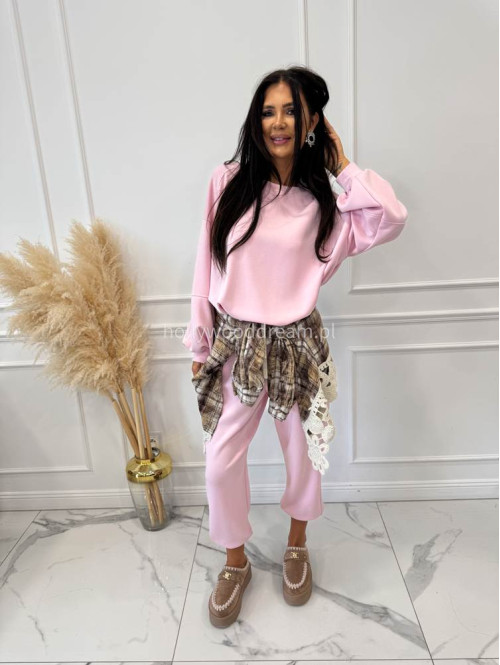Pudrowy róż komplet dresowy bluza+spodnie z wiskozą TOMAS 52 - photo #26