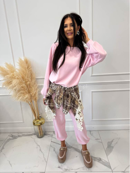 Pudrowy róż komplet dresowy bluza+spodnie z wiskozą TOMAS 52 - photo #27