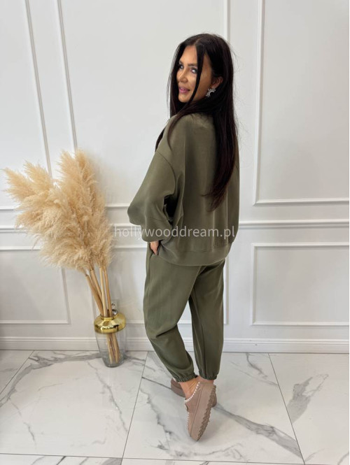 Komplet dresowy bluza+spodnie z wiskozą khaki TOMAS - photo #6