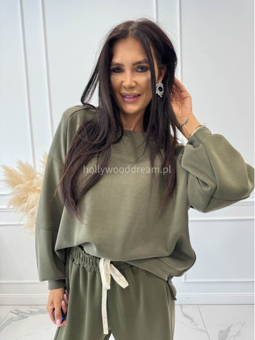Komplet dresowy bluza+spodnie z wiskozą khaki TOMAS - photo #7