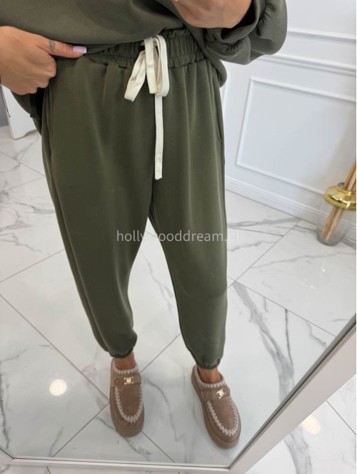 Komplet dresowy bluza+spodnie z wiskozą khaki TOMAS - photo #9