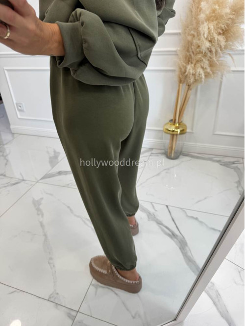 Komplet dresowy bluza+spodnie z wiskozą khaki TOMAS - photo #10