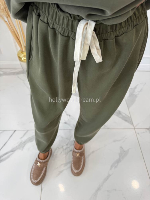 Komplet dresowy bluza+spodnie z wiskozą khaki TOMAS - photo #11