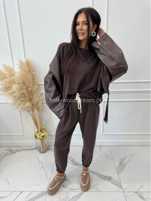 Czekoladowy komplet dresowy bluza+spodnie z wiskozą TOMAS 52 - photo #9