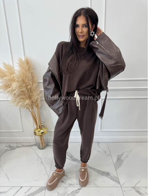Czekoladowy komplet dresowy bluza+spodnie z wiskozą TOMAS 52 - photo #10