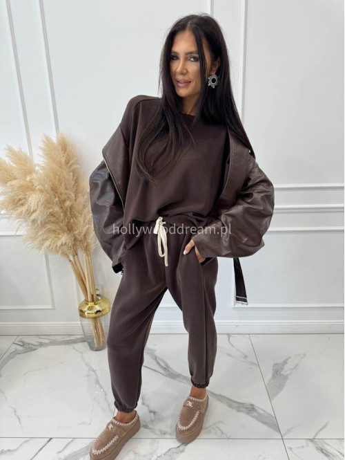 Czekoladowy komplet dresowy bluza+spodnie z wiskozą TOMAS 52 - photo #12