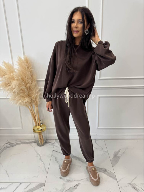 Czekoladowy komplet dresowy bluza+spodnie z wiskozą TOMAS 52 - photo #13