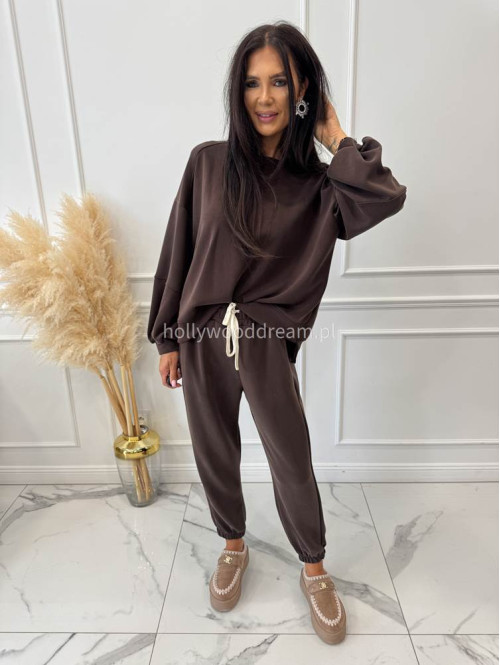 Czekoladowy komplet dresowy bluza+spodnie z wiskozą TOMAS 52 - photo #14