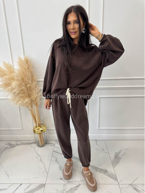 Czekoladowy komplet dresowy bluza+spodnie z wiskozą TOMAS 52 - photo #16