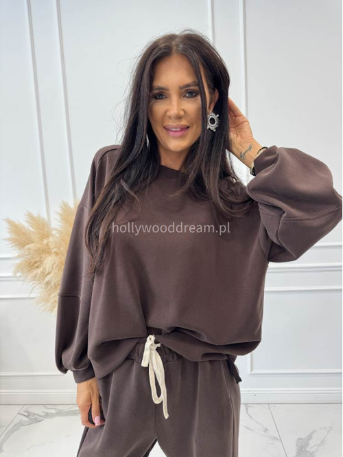 Komplet dresowy bluza+spodnie z wiskozą czekoladowy TOMAS - photo #9