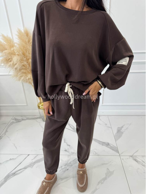 Czekoladowy komplet dresowy bluza+spodnie z wiskozą TOMAS 52 - photo #18