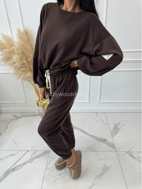 Czekoladowy komplet dresowy bluza+spodnie z wiskozą TOMAS 52 - photo #19