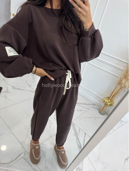 Czekoladowy komplet dresowy bluza+spodnie z wiskozą TOMAS 52 - photo #23