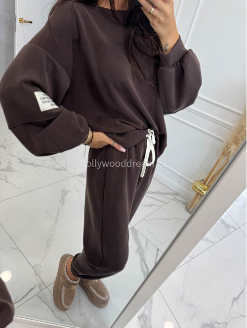 Czekoladowy komplet dresowy bluza+spodnie z wiskozą TOMAS 52 - photo #24