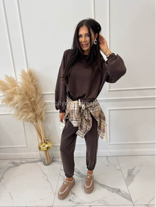 Czekoladowy komplet dresowy bluza+spodnie z wiskozą TOMAS 52 - photo #27