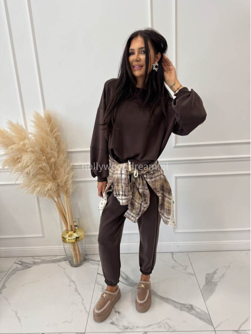 Czekoladowy komplet dresowy bluza+spodnie z wiskozą TOMAS 52 - photo #28