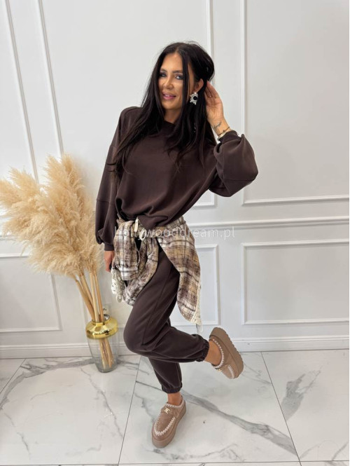 Czekoladowy komplet dresowy bluza+spodnie z wiskozą TOMAS 52 - photo #29