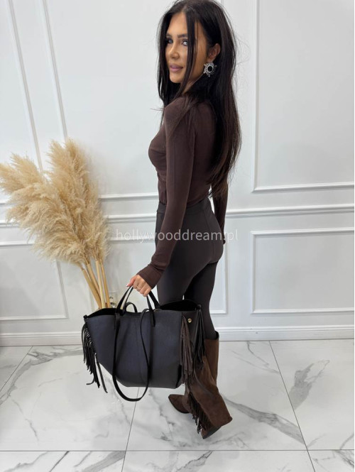 Legginsy z zapiętką czekoladowe Blania 31 - photo #46
