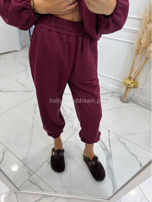 Komplet dresowy bluza ze stójką+spodnie bordowy ALEX 131 - photo #16