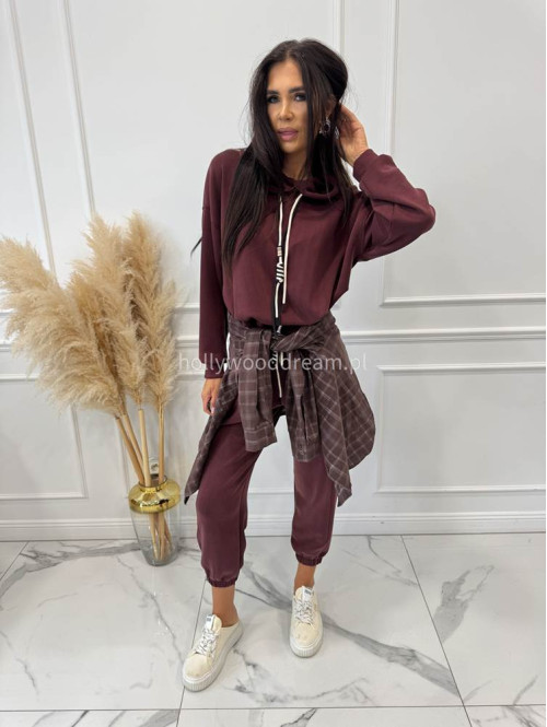 Komplet bluza z kapturem + spodnie dresowe bordowy COZY 190,52 - photo #1