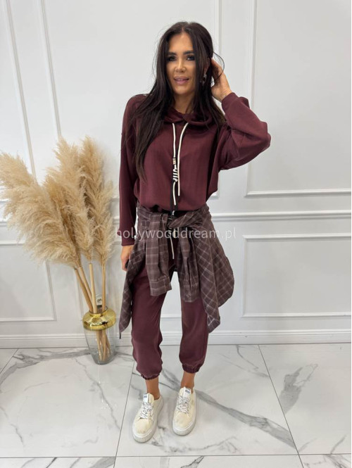 Komplet bluza z kapturem + spodnie dresowe bordowy COZY 190,52 - photo #2