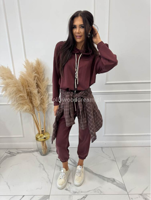 Komplet bluza z kapturem + spodnie dresowe bordowy COZY 190,52 - photo #3