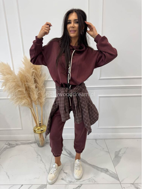 Komplet bluza z kapturem + spodnie dresowe bordowy COZY 190,52 - photo #6