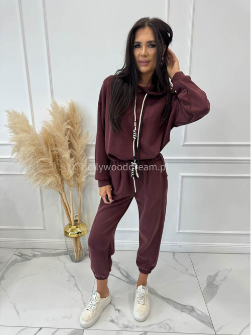 Komplet bluza z kapturem + spodnie dresowe bordowy COZY 190,52 - photo #7
