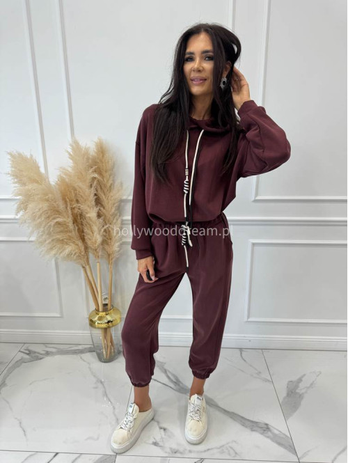 Komplet bluza z kapturem + spodnie dresowe bordowy COZY 190,52 - photo #8