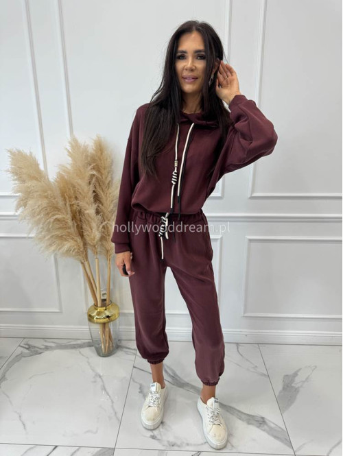 Komplet bluza z kapturem + spodnie dresowe bordowy COZY 190,52 - photo #9