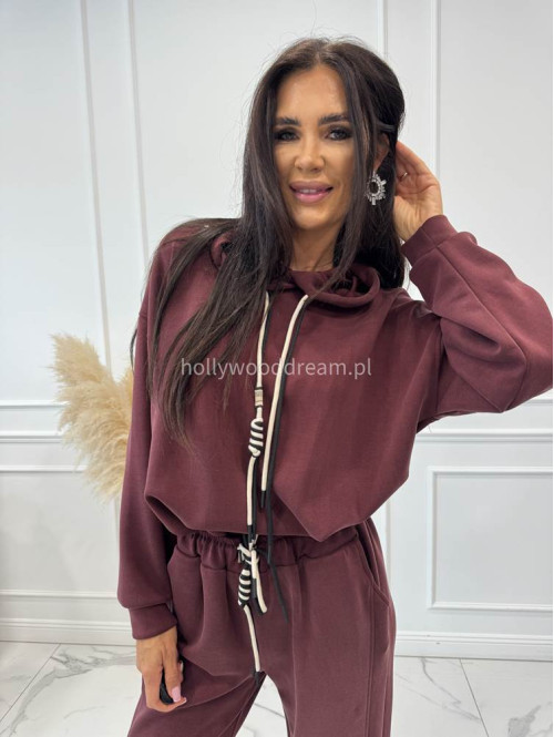 Komplet bluza z kapturem + spodnie dresowe bordowy COZY 190,52 - photo #14