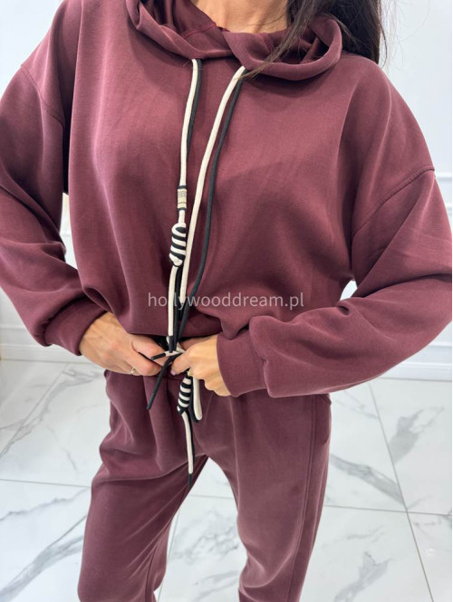 Komplet bluza z kapturem + spodnie dresowe bordowy COZY 190,52 - photo #16