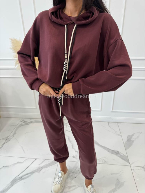 Komplet bluza z kapturem + spodnie dresowe bordowy COZY 190,52 - photo #17