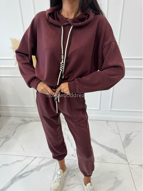 Komplet bluza z kapturem + spodnie dresowe bordowy COZY 190,52 - photo #18