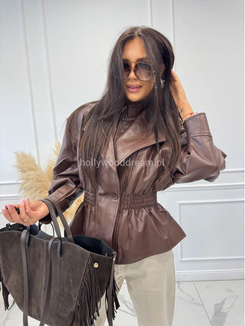 Torebka shopper zamszowa duża z frędzlami brązowa KAJA - photo #24