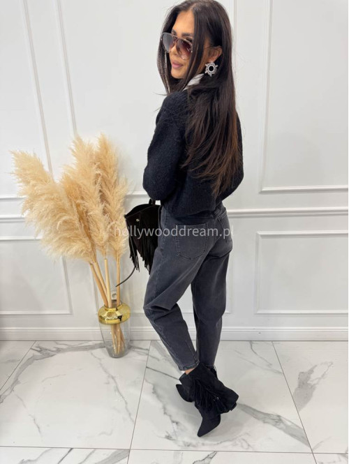 Sweter z koszulowym kołnierzykiem czarny Jasmine 52 - photo #5