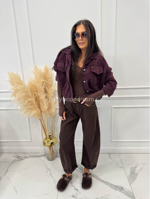 Spodnie jeansowe balloon fit z bawełny ciemna czekolada ADULT 52 - photo #24