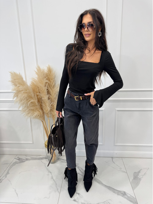 Spodnie typu ballon czarny jeans IGOR 190