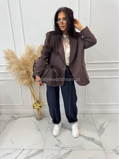 Marynarka oversize czekoladowa GLAM 171 - photo #5