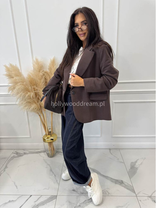Marynarka oversize czekoladowa GLAM 171 - photo #8